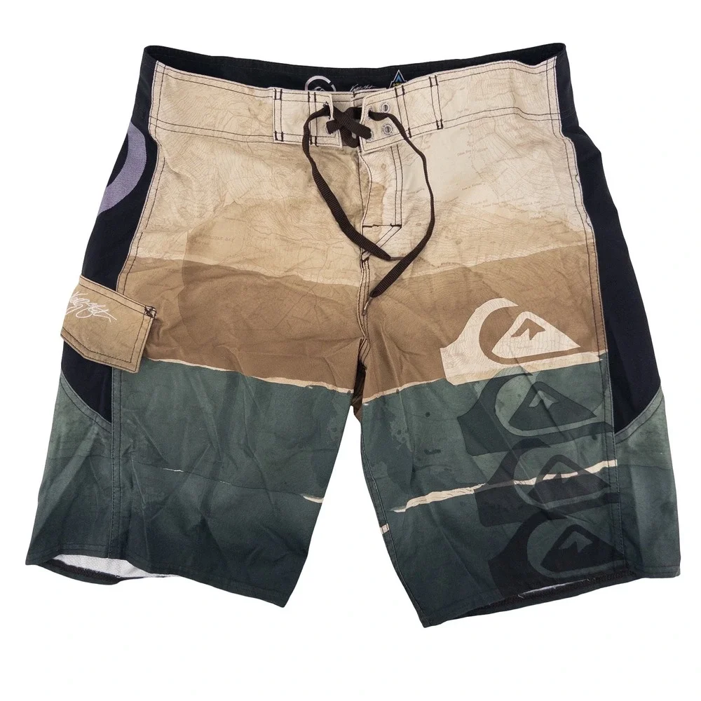 Quiksilver‎ Mens 31 Board Shorts Multicolor Map Print Cypher Kelly Slater Surf